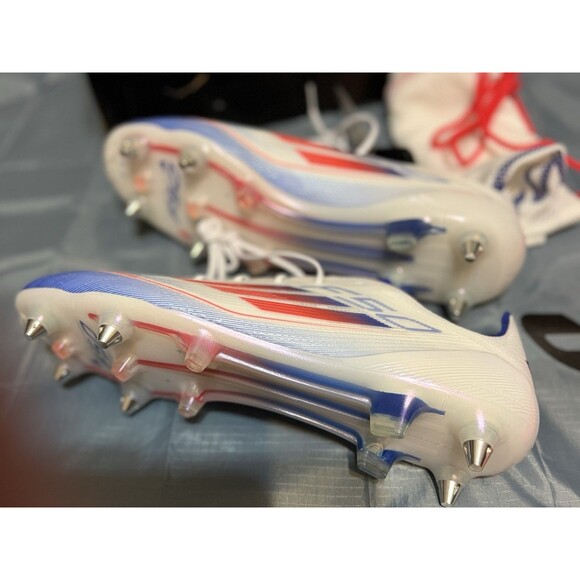 NIB Adidas F50 Elite SG Metal Soccer Cleats White Red Blue with Insoles and Bag main image 6
